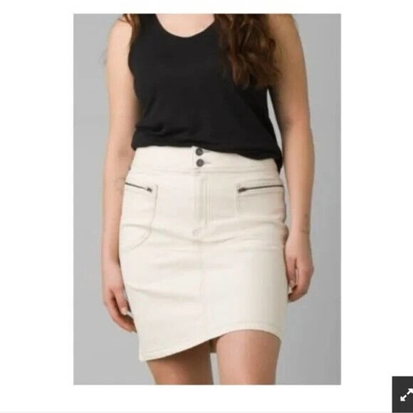 Prana Broadway Skirt Stretch Denim Natural Zip Pockets Size 6 NEW MSRP $79.00 - Picture 5 of 6